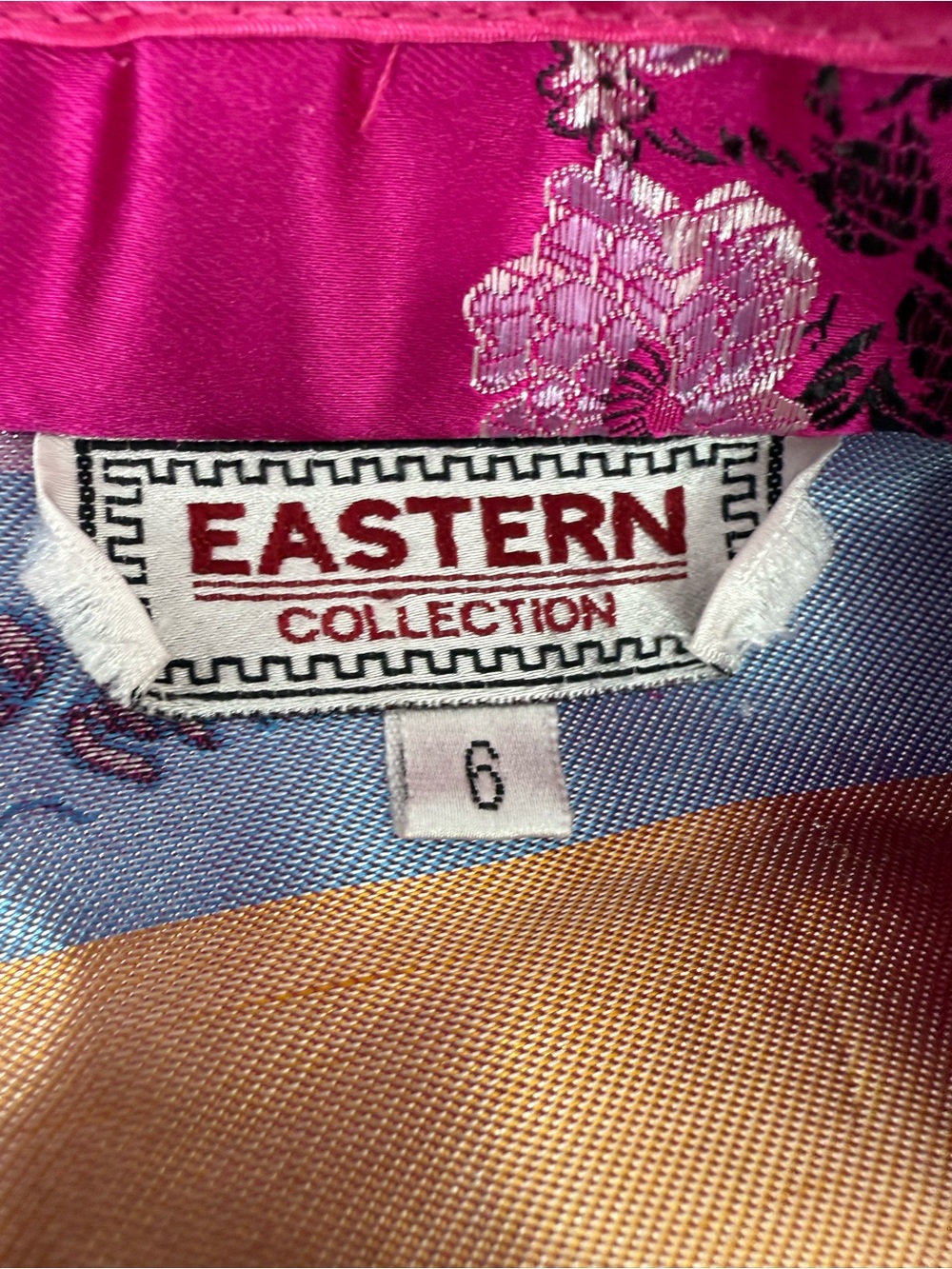 Eastern collection dress Girls' Hot Pink Satin Floral Cheongsam Mandarin Collar - Picture 9 of 10